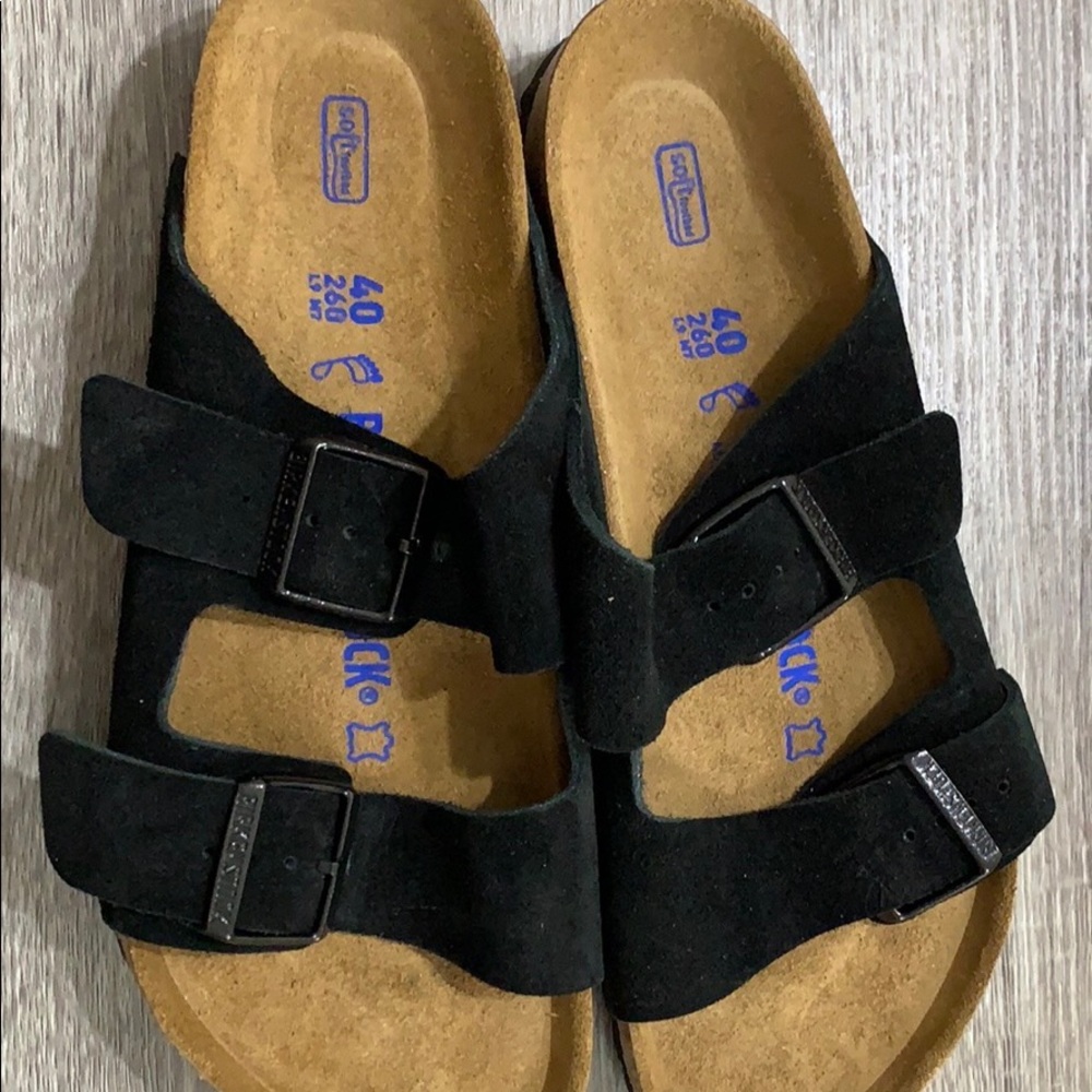 Black Suede Arizona Birkenstock sz 40 regular